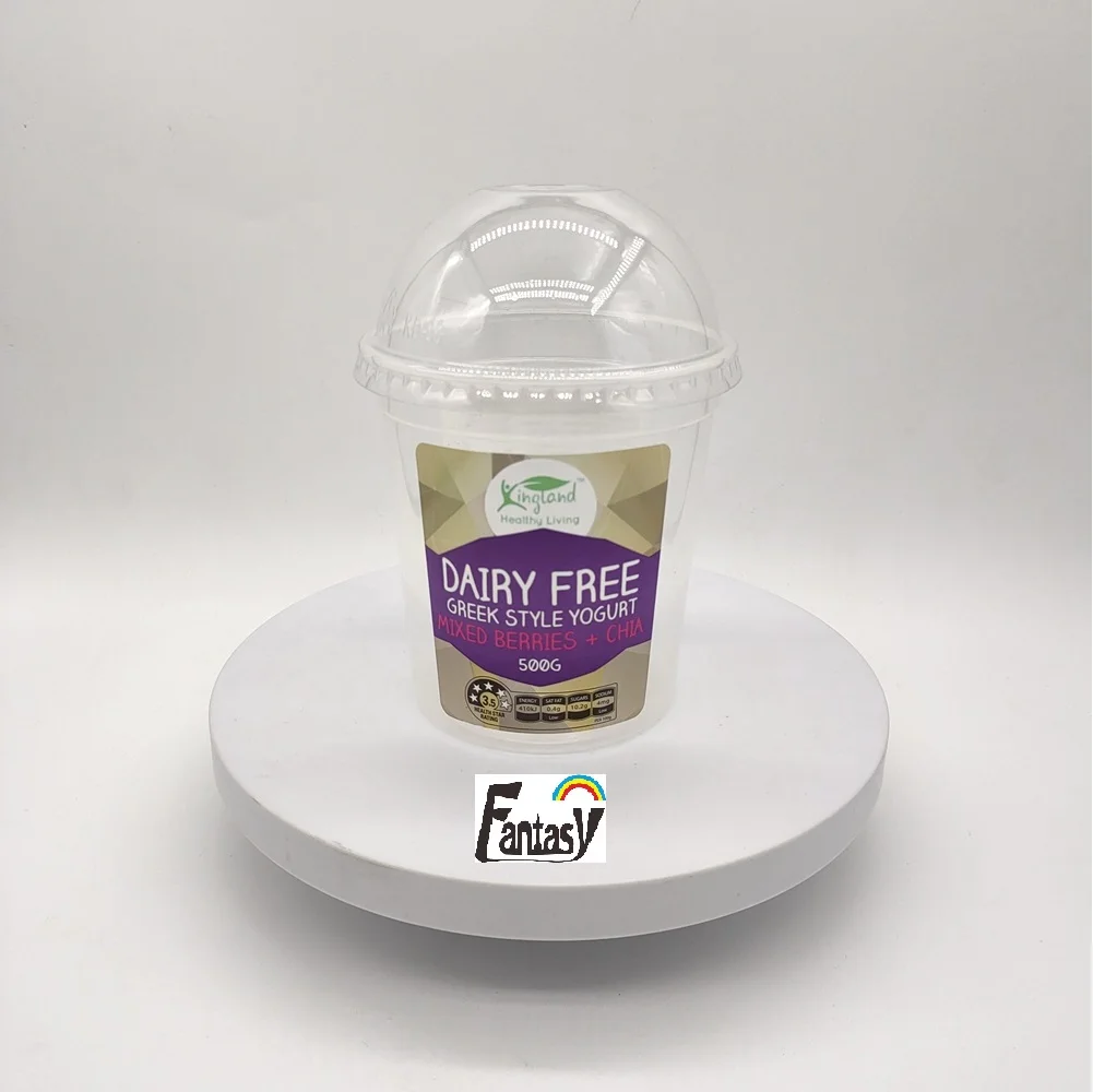 Custom Label High Quality Plastic Frozen Yogurt Cup Ice Cream Container with Plastic Spoon Lid