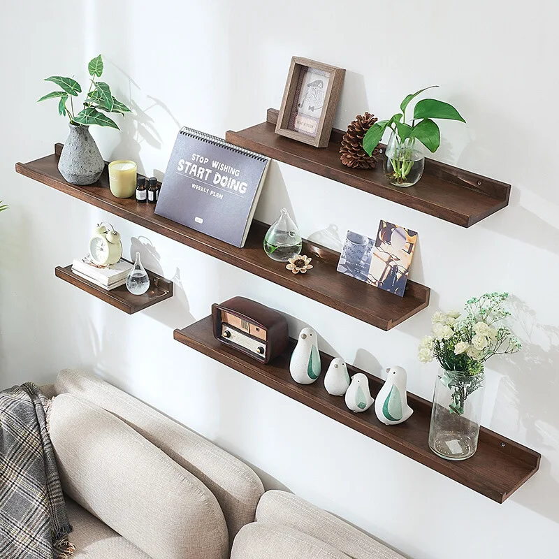 Floating Shelves Wall Mounted Set Rustic Solid Wood Shelf for Bathroom Storage Decor