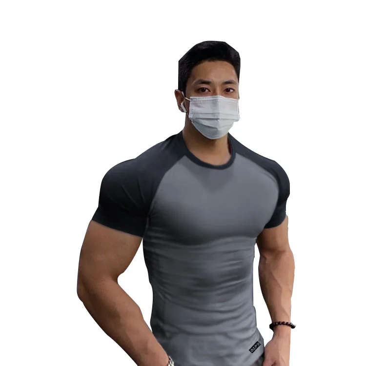 FIVE MEN 95%cotton 5% Spandex Custom T shirt Printing Manufacturer Mens Fitness Shirt Crew Neck Gym Shirts Men