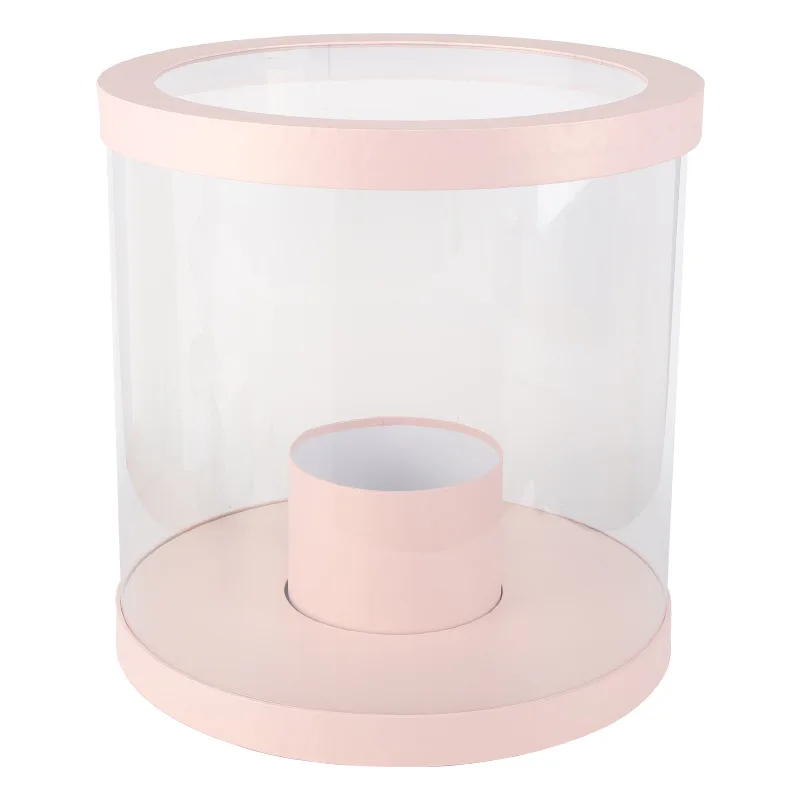 Большая коробка для цветов, круглая прозрачная коробка из ПВХ для цветов на День святого Валентина, свадьбу, Рождество, день рождения