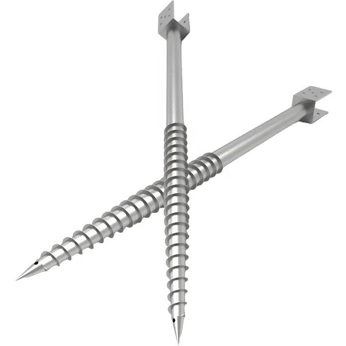 Customized pipe diameter hot dip galvanized solar farm U shape ground screw solar ground screw
