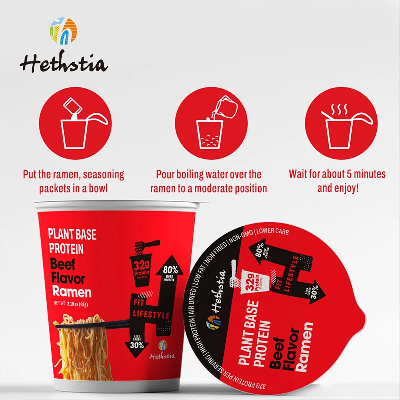 Low Carb Plant Base Protein Beef Flavor Ramen High Protein Keto Healthy Low Calorie Cup Noodles