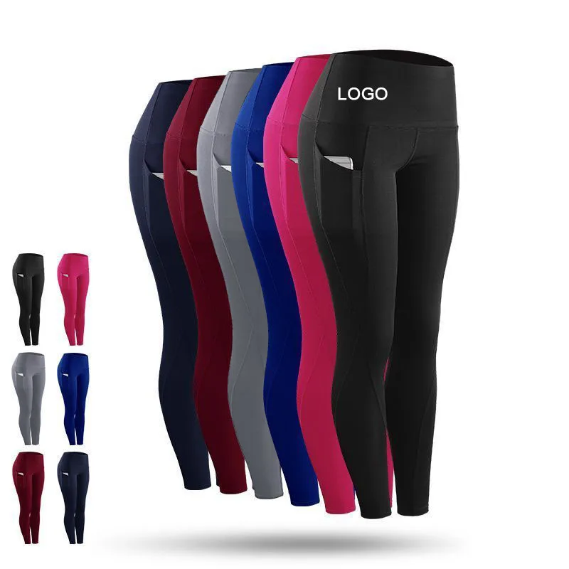 
Thick 2021 Women High Waist Sports Leggings Casual Sports Leggings Elastic Gym Running With Pockets For Mobile Phone 