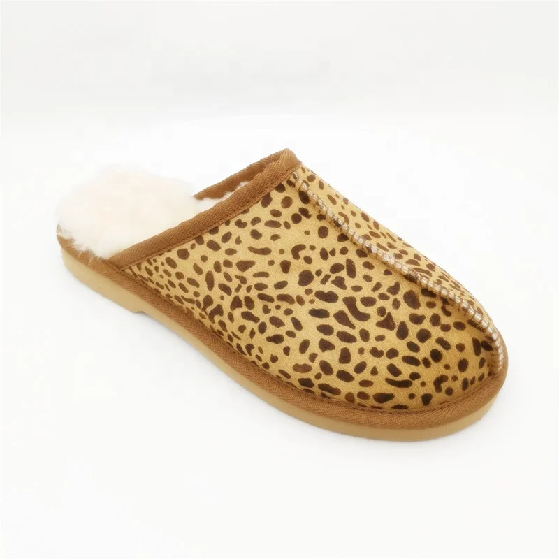HQS-WS005 wholesale sheepskin moccasin slippers winter Australian sheepskin slippers for girl
