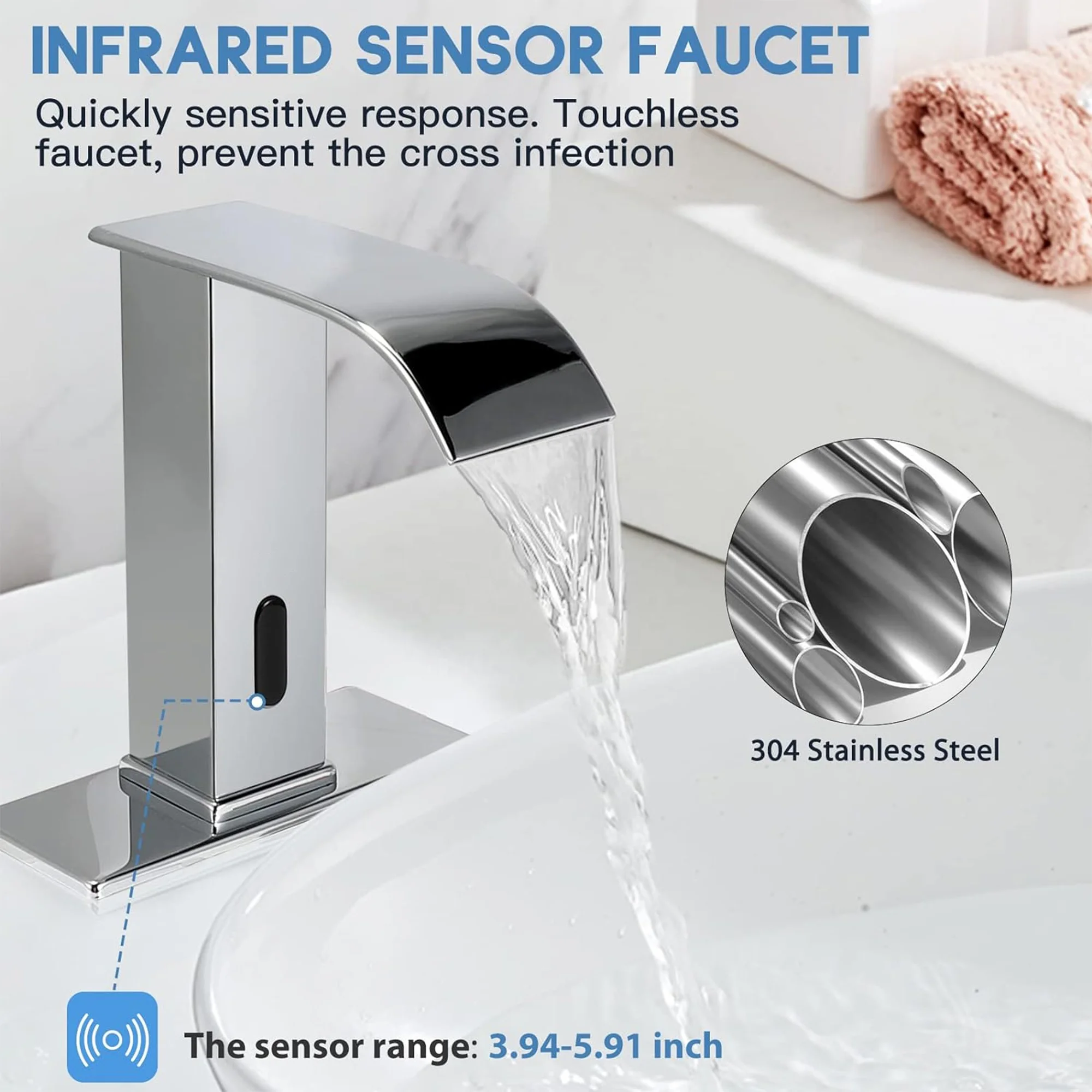 CYEN high quality temperature control quick installation chrome automatic sensor faucet touchless bathroom sink faucet