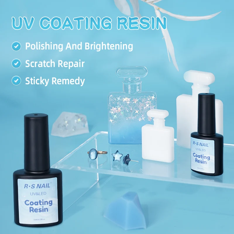 R S Nail High Quality Uv Coating Resin Crystal Transparent Hard Uv Resin Fast Curing Epoxy Resin Ultraviolet Curing Uv Glue