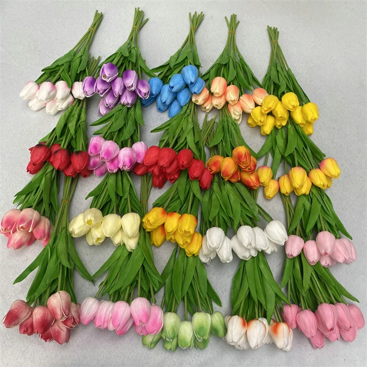 B-2223 Cheap Artificial Tulip White Tulips Latex Real touch Tulips for home decor