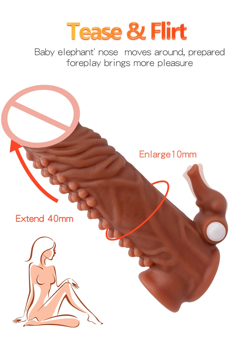 Reusable Penis Sleeve Big Penis Extender Condom Cock Extension Dick Enlargemen Sex Toys for Men Enlargement Time Delay