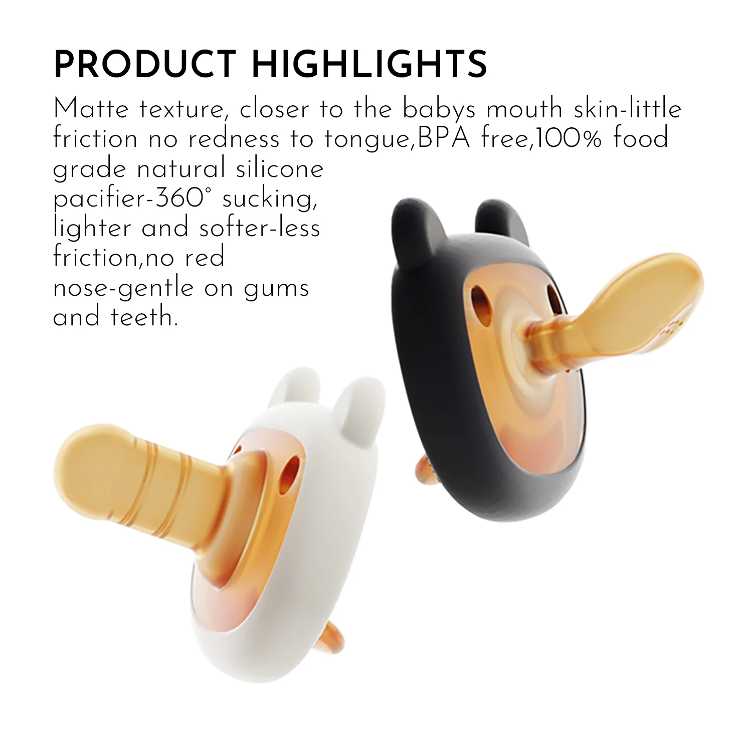 HEORSHE Baby Pacifier Natural Rubber Sublimation Baby Pacifier Bpa Free Baby Silicone Pacifier