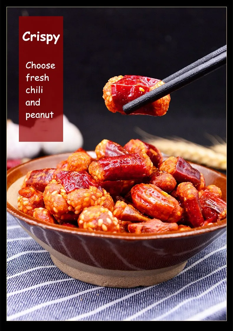 Top grade crispy and spicy chili with sesame and peanut wholesale chili nut snacks