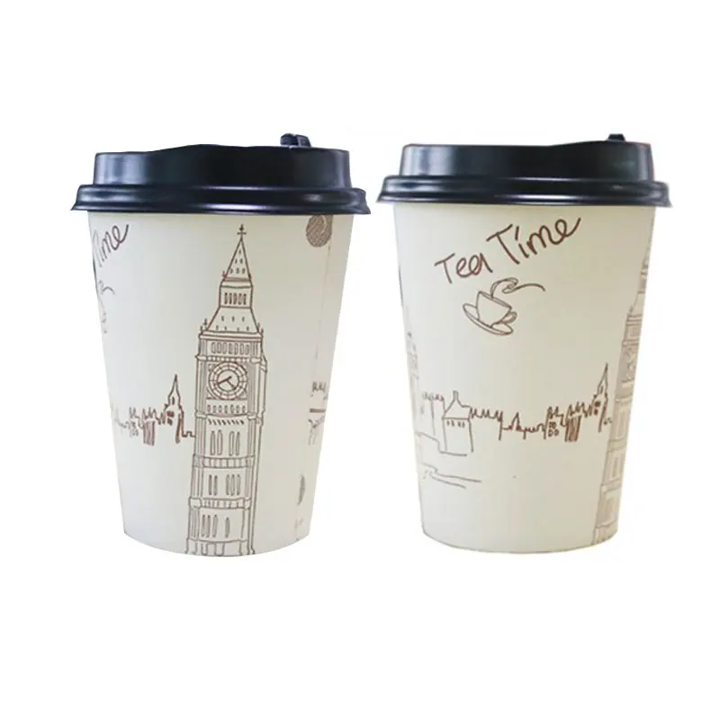 Alibaba Wholesale Drinkware 12oz 8oz Coffee Cups With Lids Paper Cup