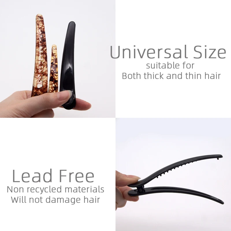 Artstar Plastic 12cm 9cm 7cm big mini crystal Clear Gril crocodile Alligator Hair Clips Hairpin for hair with Lines Spots