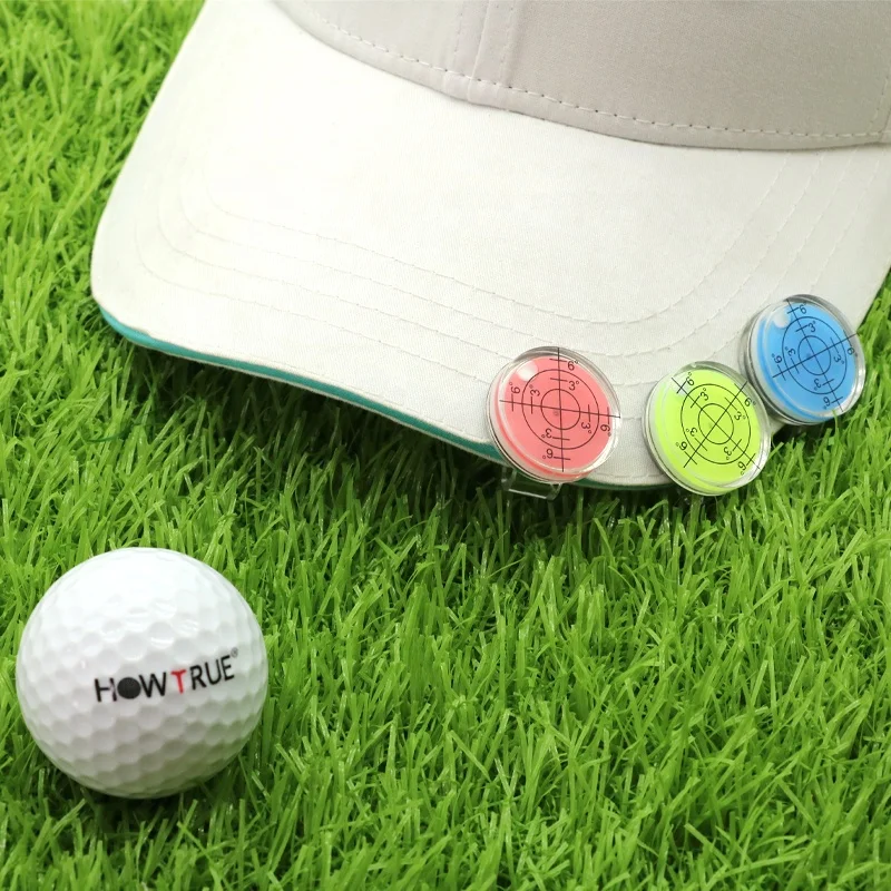 HOW TRUE Wholesale Magnetic Golf Marker Hat Clips Green/Blue/Pink Plastic Golf Hat Clip Level Gauge Ball Marker