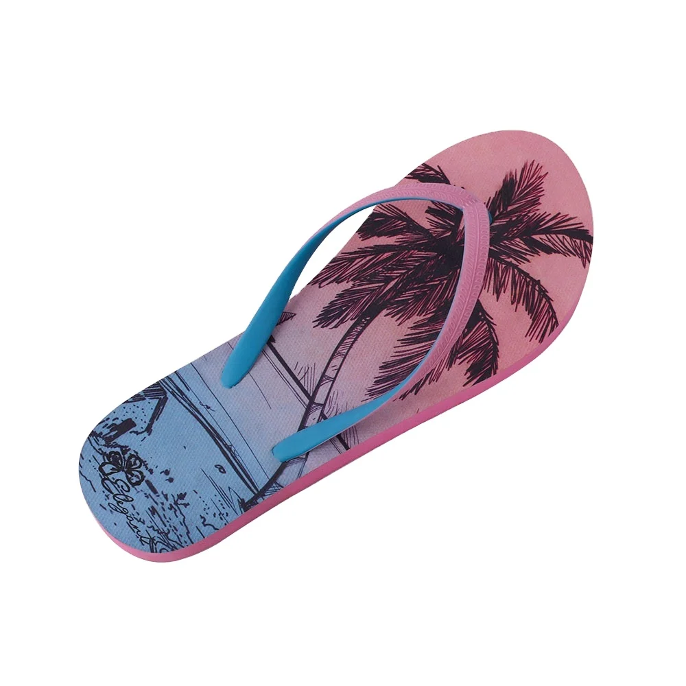 2024 Women Summer Coconut Palm Print Beach Slides For Ladies Custom Casual Slippers EVA Sandals Women Flip Flops Hot Sale