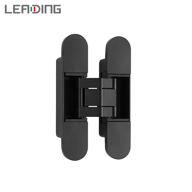 Zinc Alloy 3d Adjustable Concealed Hinges Soft Closing Door Hidden Hinges Durable Black 180 Degree Invisible Hinge