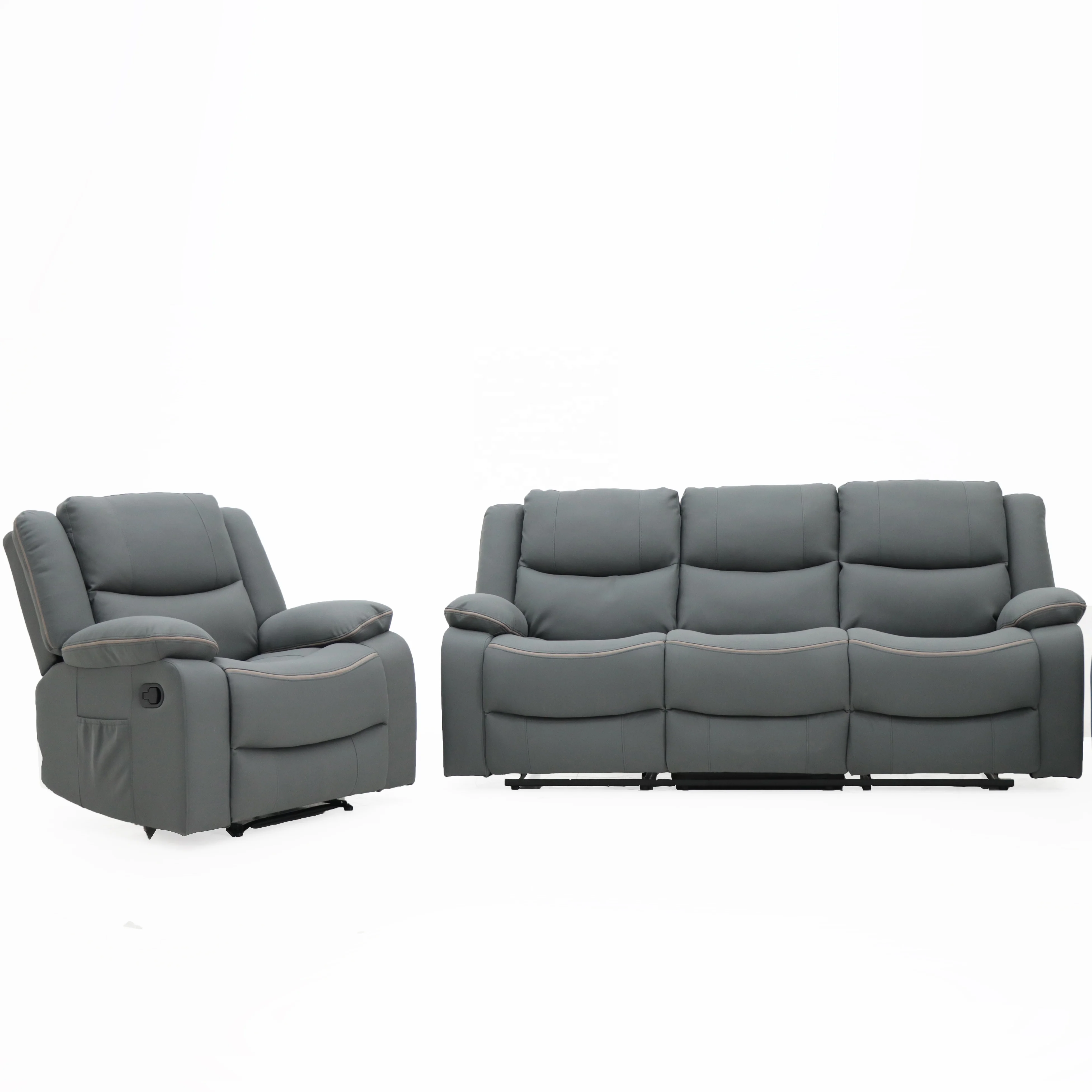 Geeksofa 3+2+1 Seater Good Leather Manual  Motion Recliner Sofa Set Reclinable For Living Room Furniture