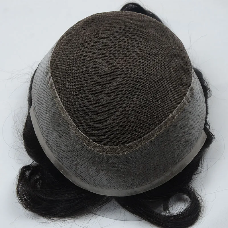 
1B# Black color mono base with pu around toupee human hair wig men toupee 