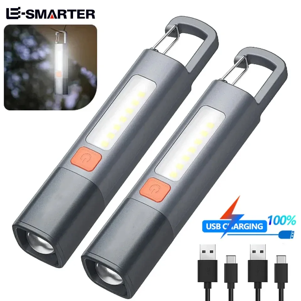 Lock Buckle Design Outdoor Long-Range Cob Large Zoom Floodlights Lantern Focus Torch Mini Flashlight