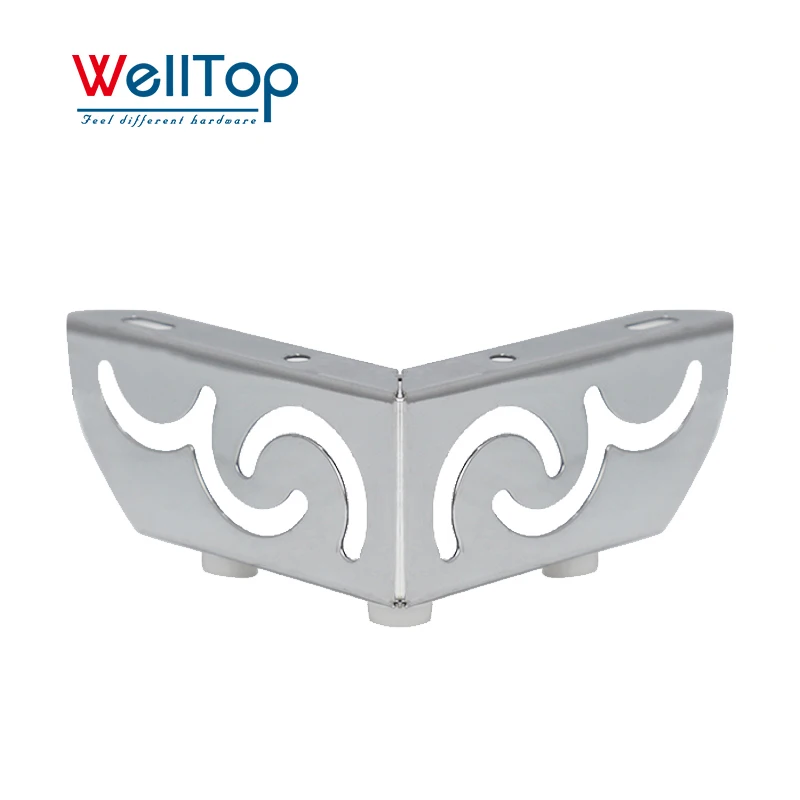 Factory Low Price Gold Furniture Legs Replacement Support Chrome Feet L Shape Hollow Metal Sofa Legs for Chair Cabinet Bed