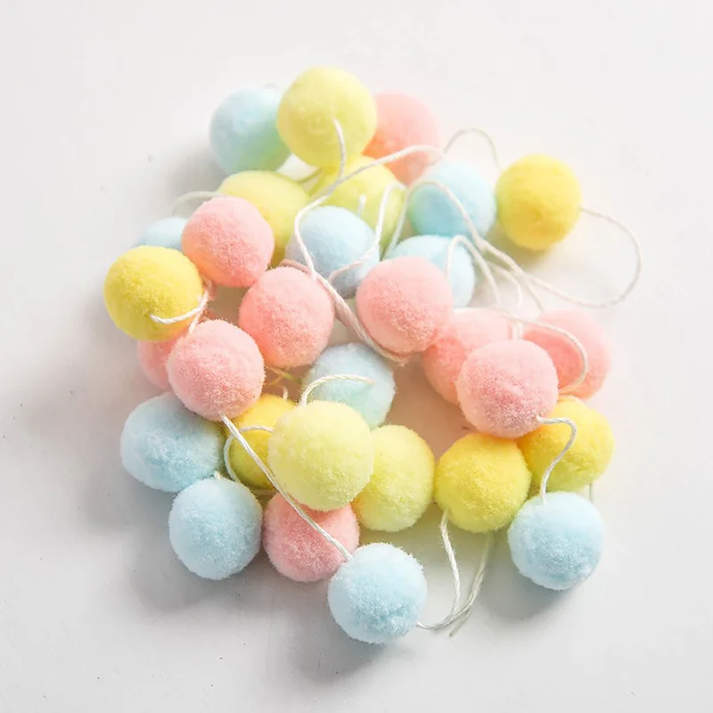 200cm Nordic Style Handmade Felted Wool Balls Garland Kids Room Ornament Wall Hanging Home Decor Nursery Pom Pom Garland Gifts