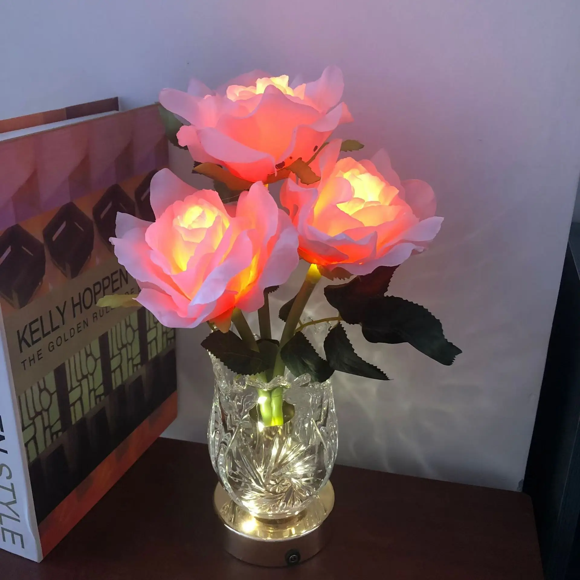 Gentle Pink Flower LED Table Lamp with Warm Lighting for Home Decor
