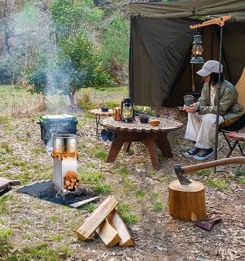Portable Stainless Steel Folding Outdoor Camping Equipment Backpacking Rocket Wood burning Stove