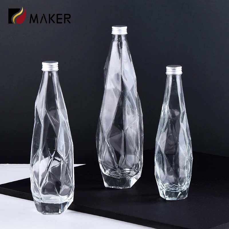 350Ml 500Ml 750Ml Manufacturer Luxurious Diamond Shape Alcohol Vodka Gin Tequila Wine Liquor Spirits Mineral Water Glass Bottles