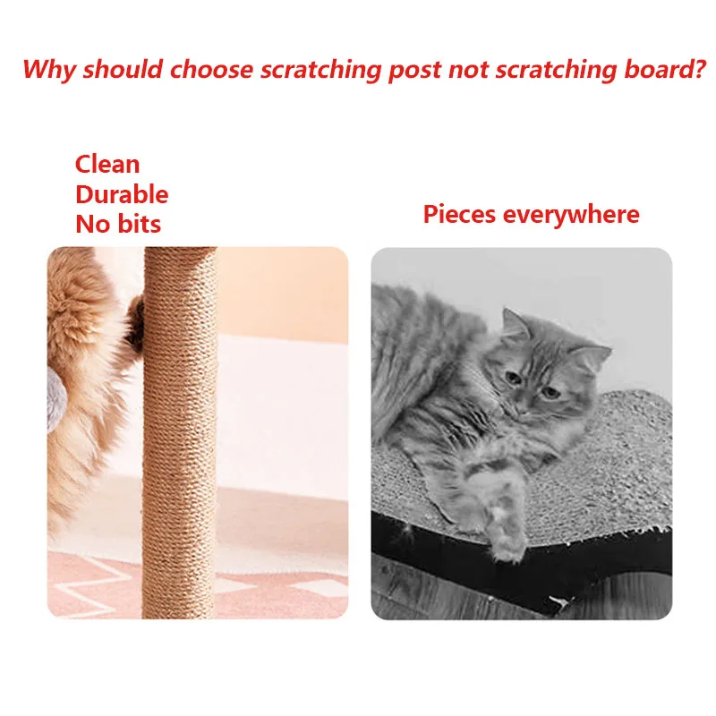 Durable Natural Sisal Cat Trees & Scratcher Scratch Post Cat Tree Wooden Cat Scratching Post Sisal