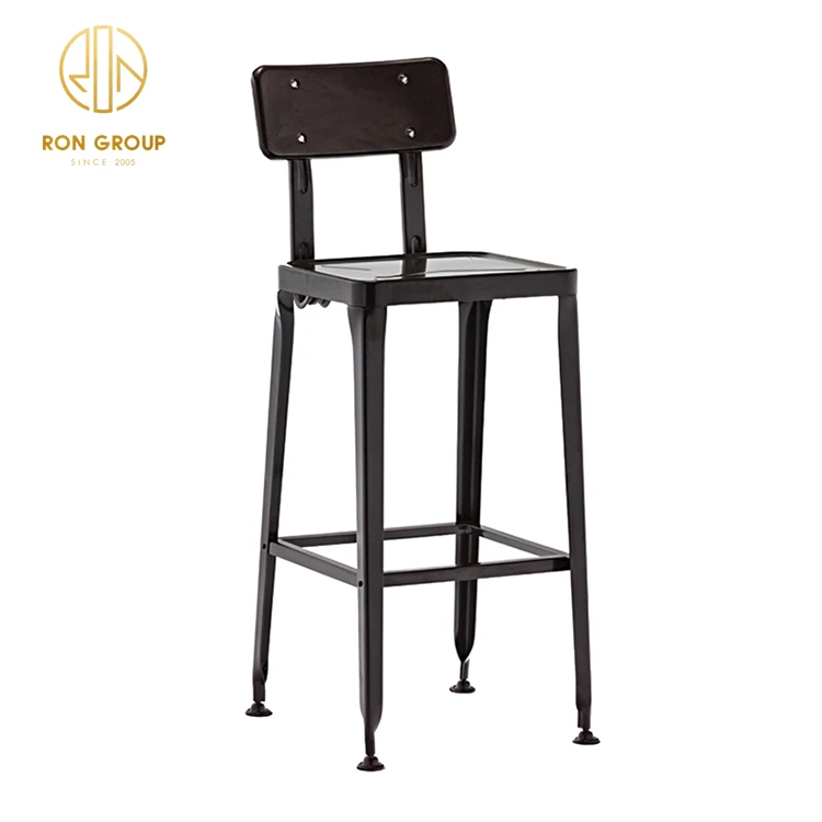 Modern Wooden Seat Cross Back Metal High Chairs For Bar Table Kitchen Usage Hotel Furniture Luxury Wood Bar Stools With Back