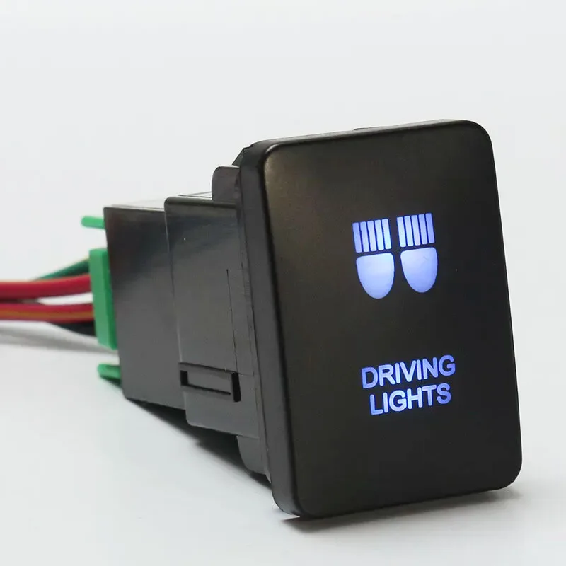 Blue LED Driving Lights Bar For Toyota Landcruiser Hilux 12V Push Switch Replacement
