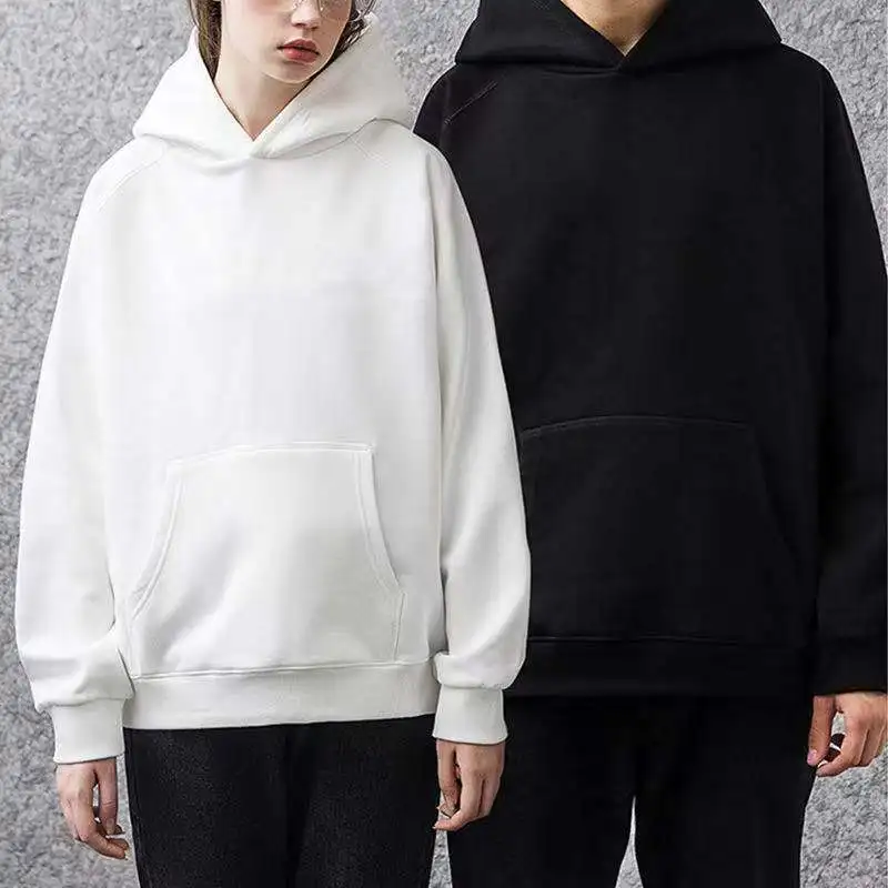 
Pure cotton drop shoulder sweater custom printed logo plus velvet raglan sleeve hooded sweater European and American casual fact 