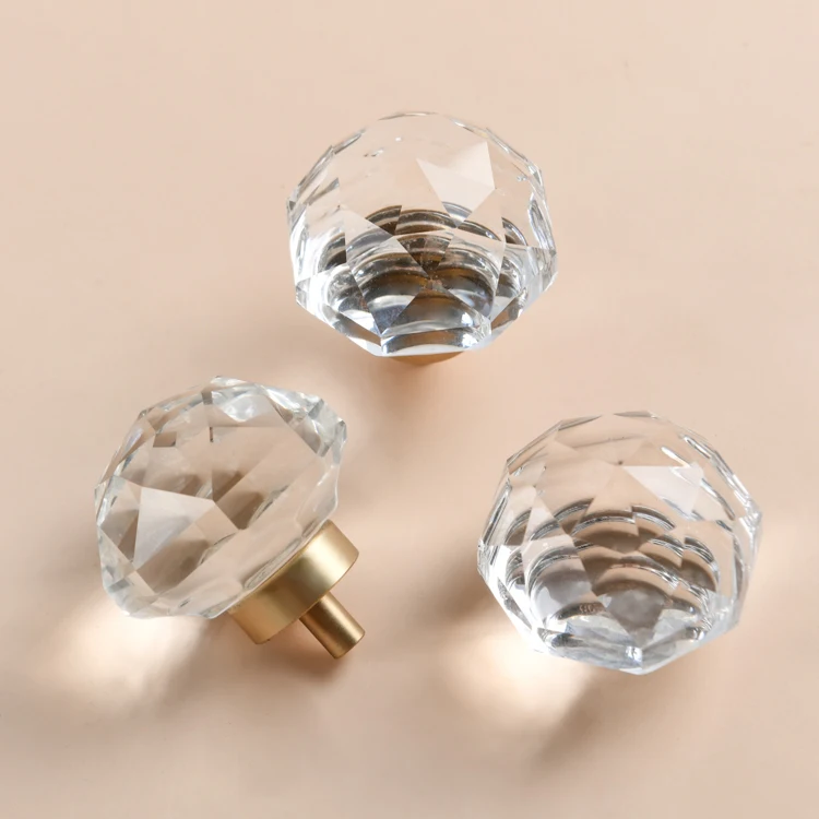 Transparent crystal glass mushroom head furniture handle drawer, kitchen and bathroom special crystal handle
