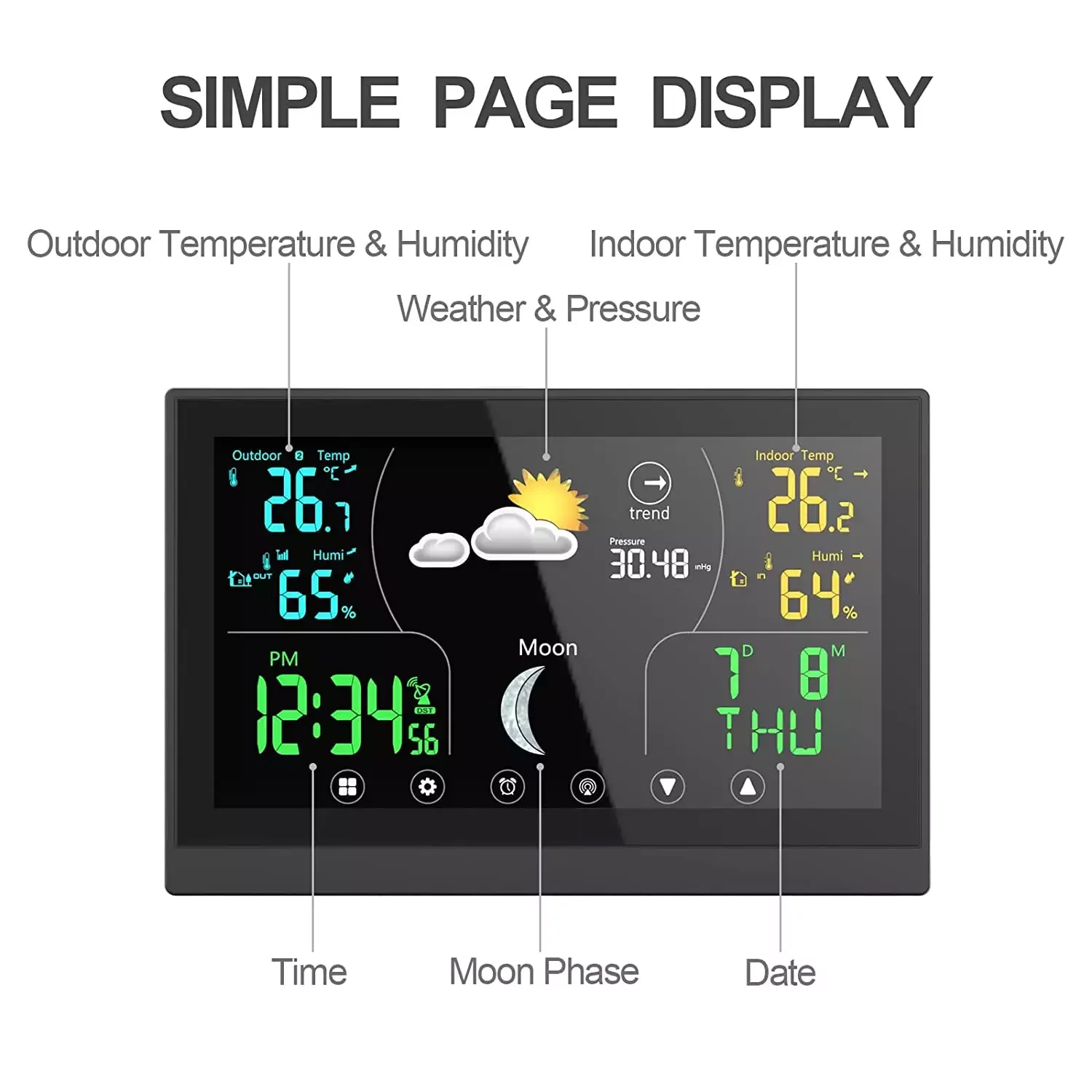 Accurate Wireless Weather Station Touch Screen Digital Forecast Weather Forecast Clock