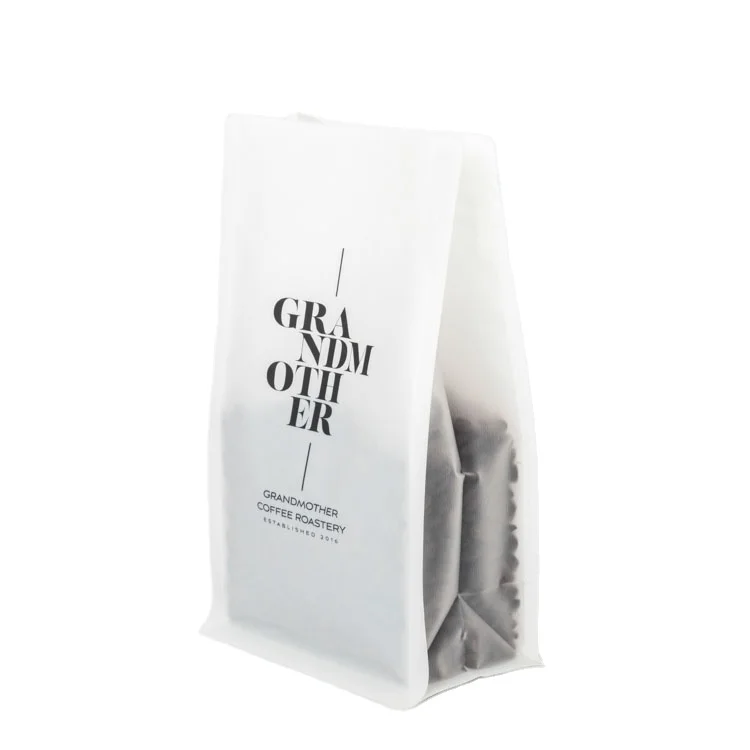 custom logo rough matte coffee flat bottom pouch cafe recyclable coffee bag packaging with valve