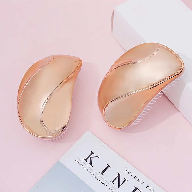 Tangle Free Mouse Massage Hair Comb Anti-static Luxurly Portable Electroplated Gold Hair Brush
