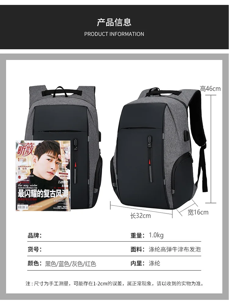 Popular Waterproof Business 15.6 inch laptop backpack USB Notebook School Travel Bags Men anti theft School backpacks