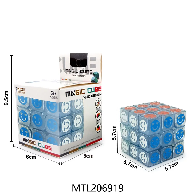 High Quality Speed Smooth Durable 3D Puzzle Cube Toys Transparent 5.7cm 3x3 Magic Cube