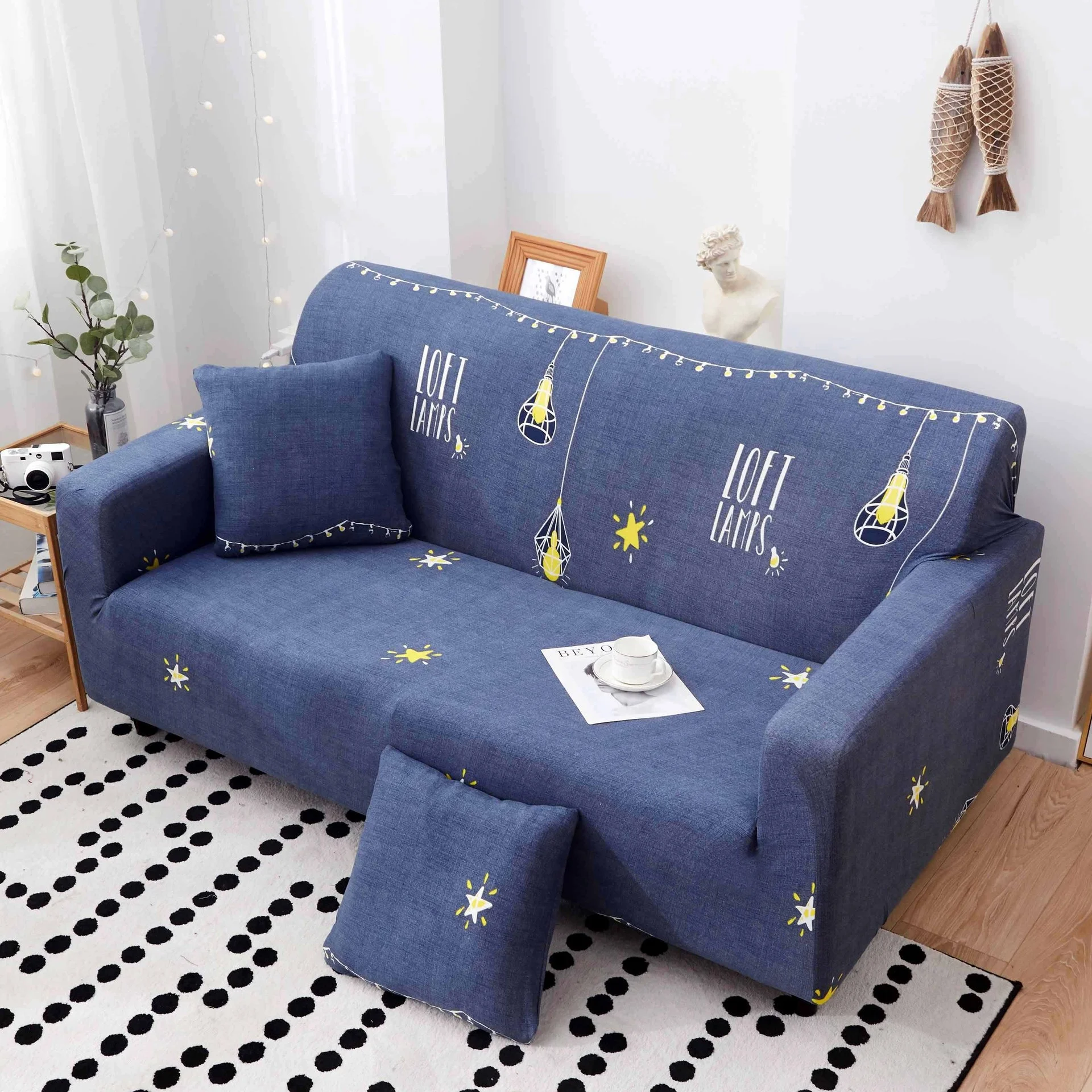 
Ready Made Sofa Covers Solid Printed Spandex Fabric Sectional Sofa Slipcovers Home Decor Couch Cover 