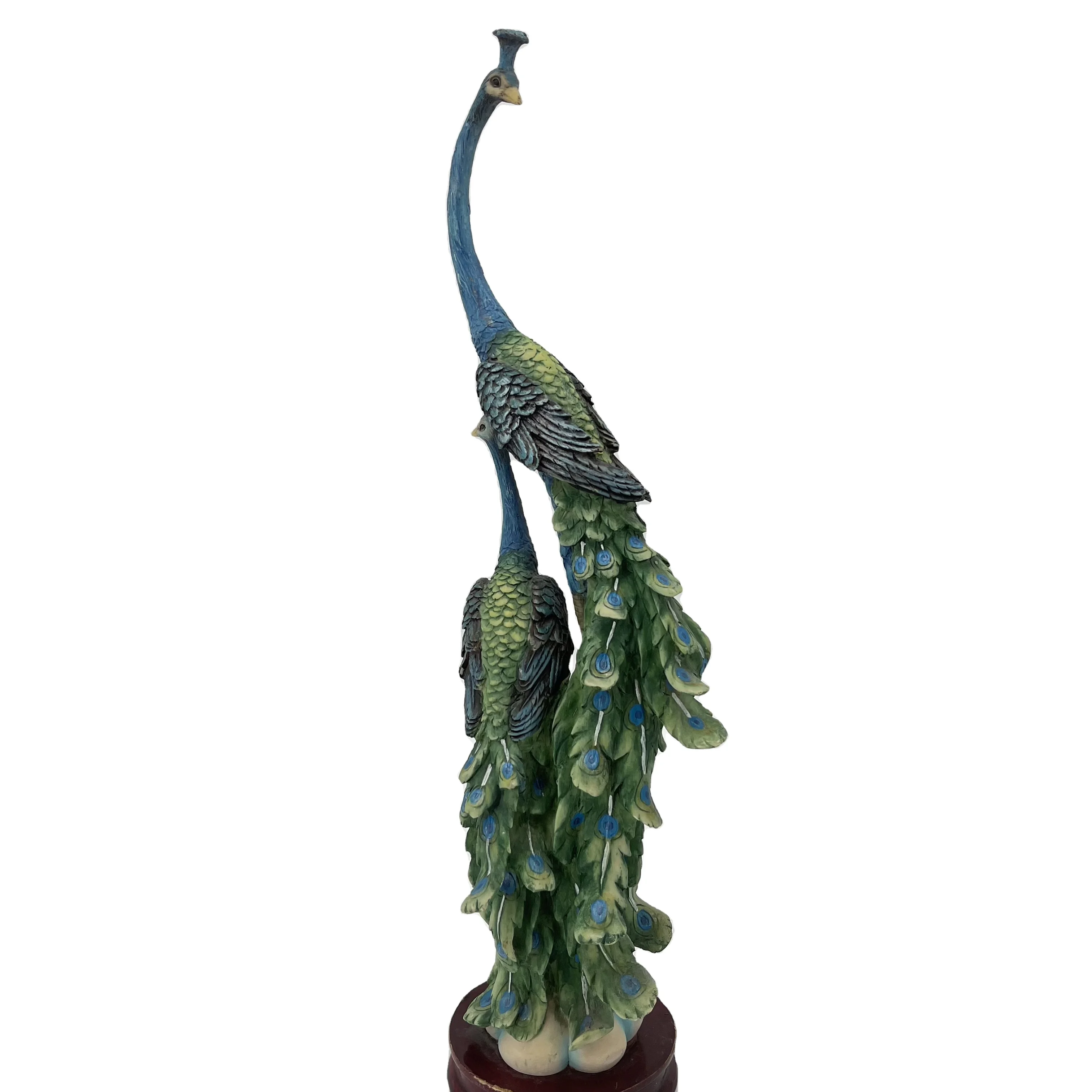 Gorgeous Resin Craft Peacock Statue Creative Vivid Figurine of Peafowl Antique Collection Home Accent Desktop Ornament Elephant