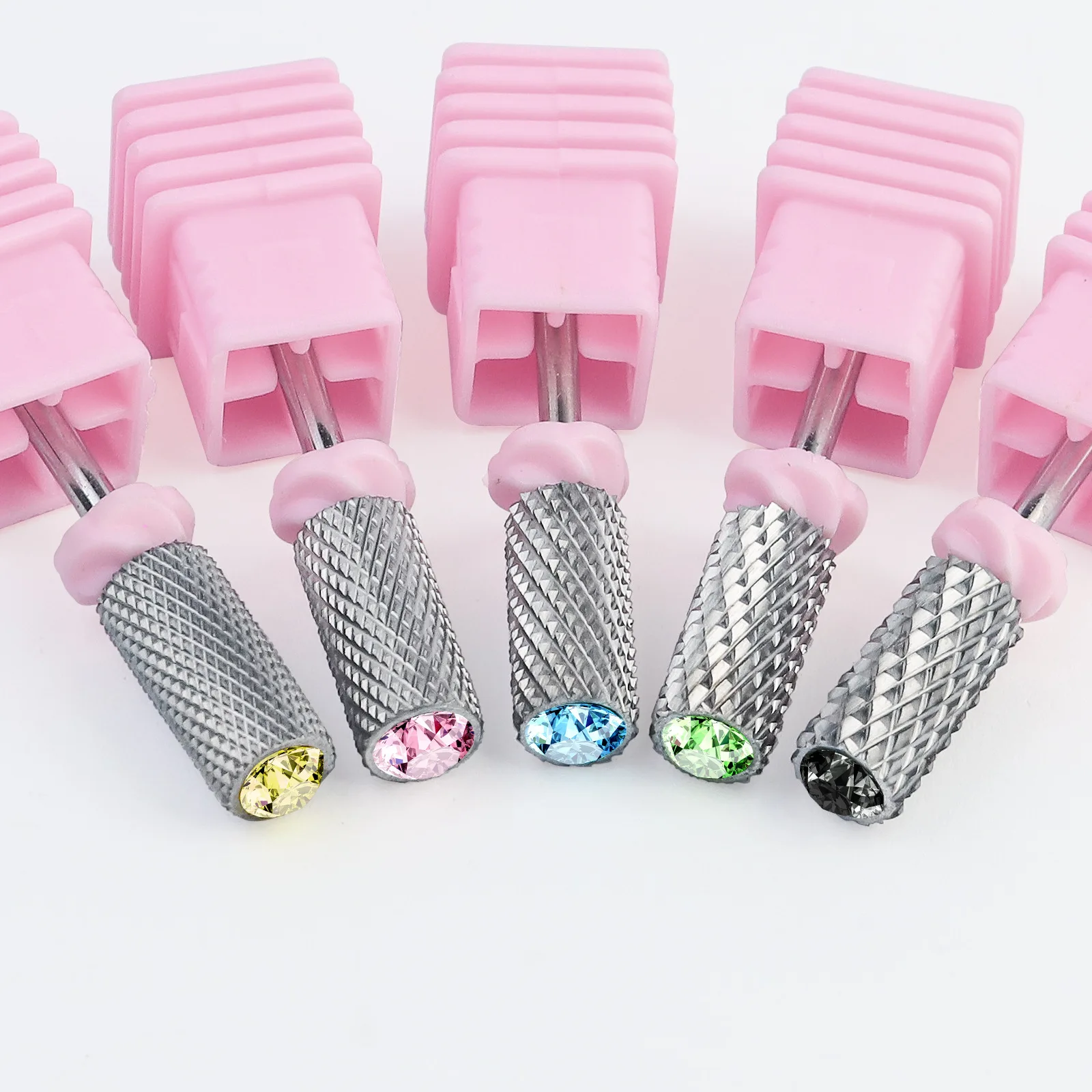 New Product  Diamond Tungsten Steel Nail Drill Bit With Pink Case Polish Machine Grinding Head Nail Drill Bit