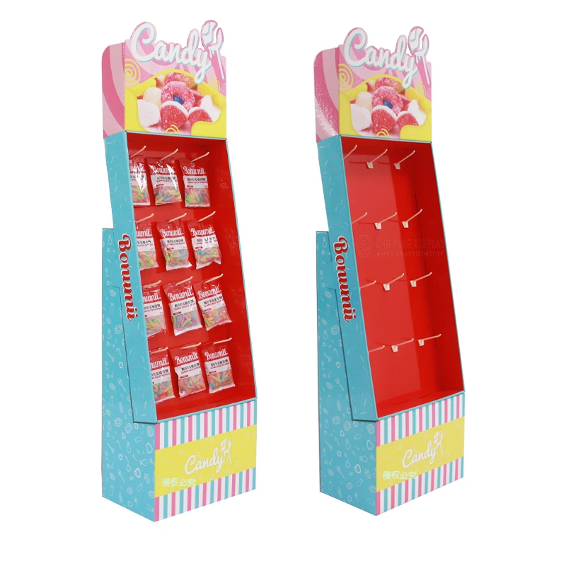 Oatmeal Carton Display Racks Corrugated Cardboard Mid Autumn Festival Foods Floor Display Shelve for Mobile Shop