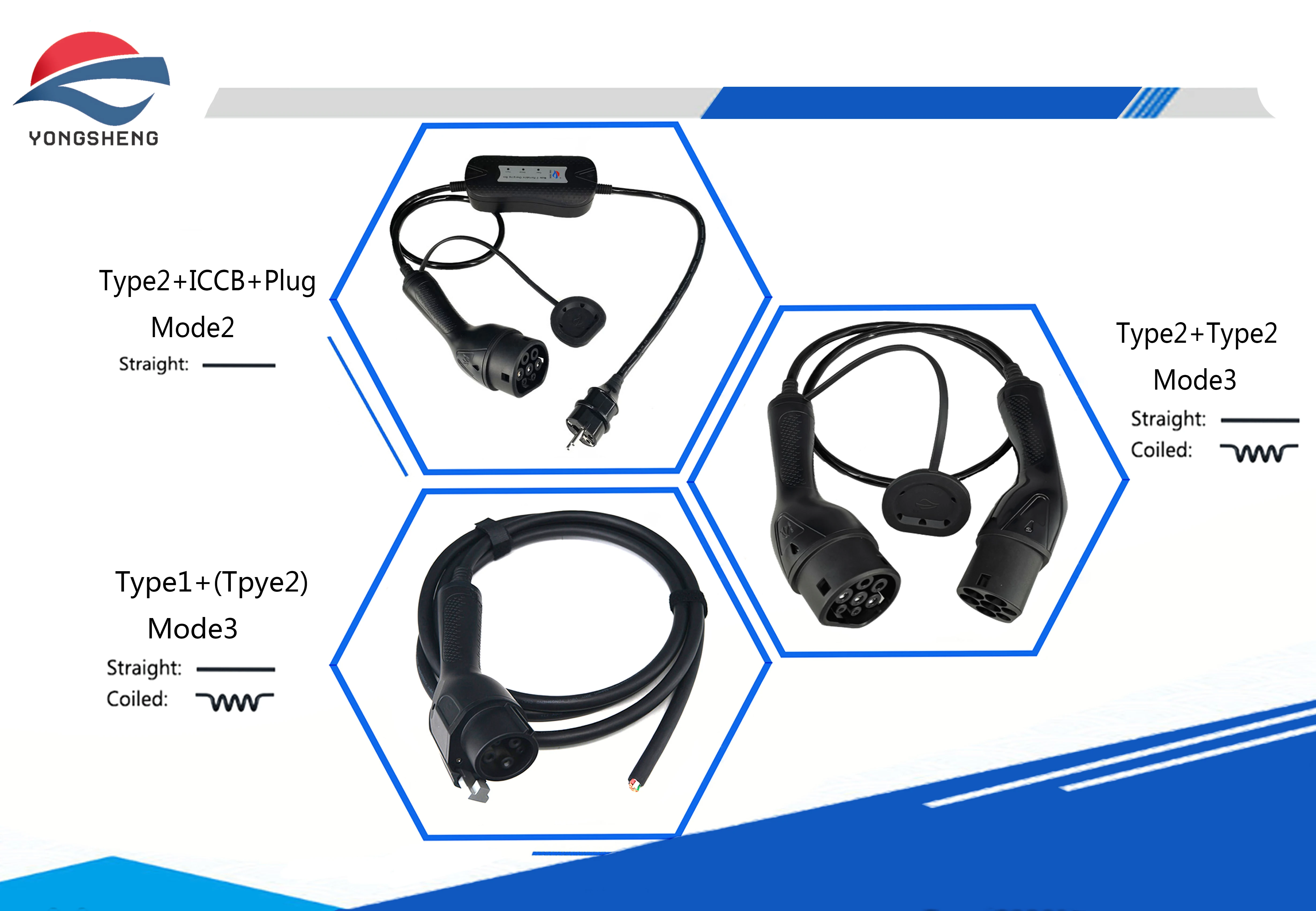 250V 16A 1 Phase EV Cable IEC62196-2 Type2  Plug Connector Portable Type 2 EV Charging Cable