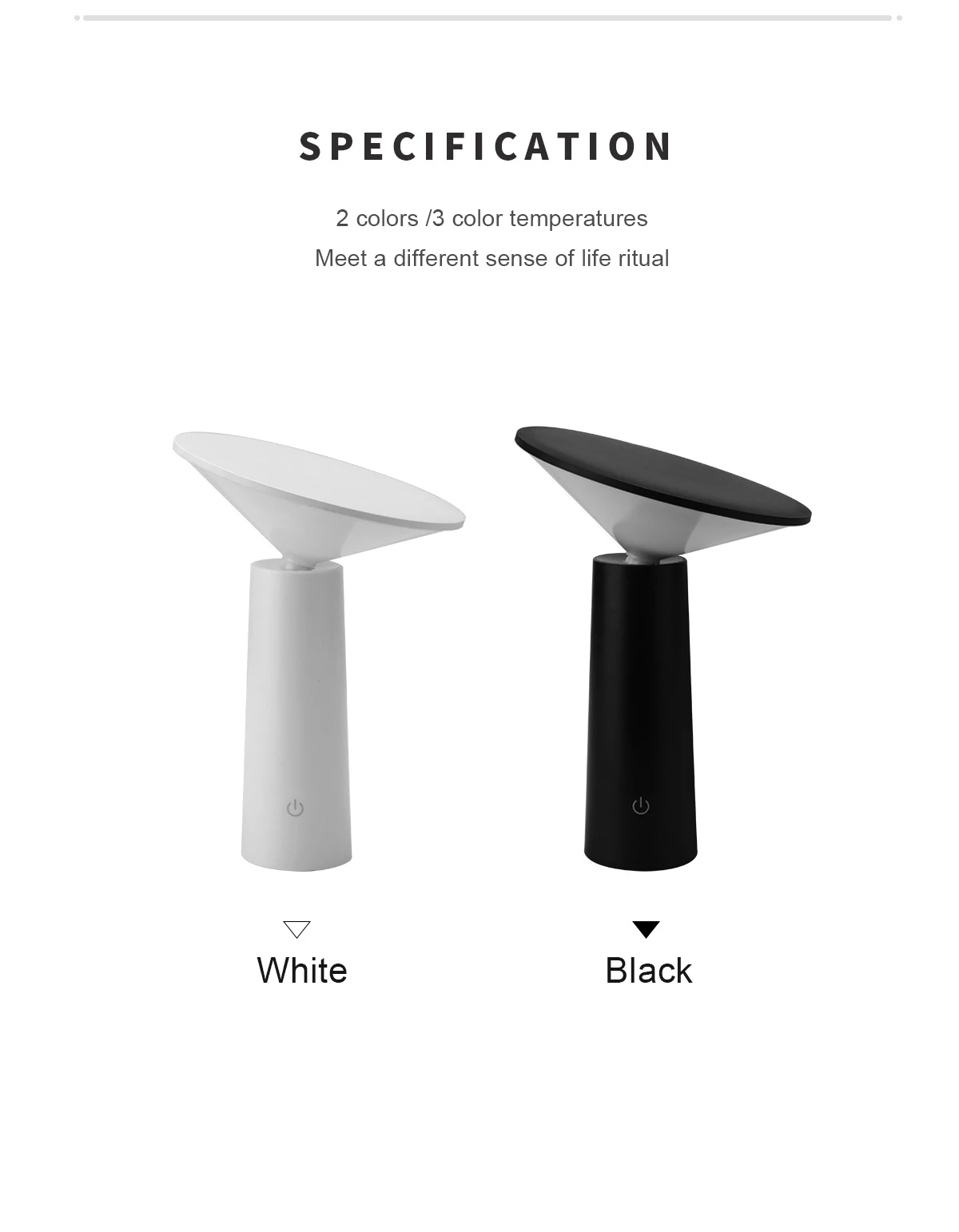 Simple Design Bedroom Headboard Decoration Rotating Atmosphere Rechargeable Touch Desk Lamp