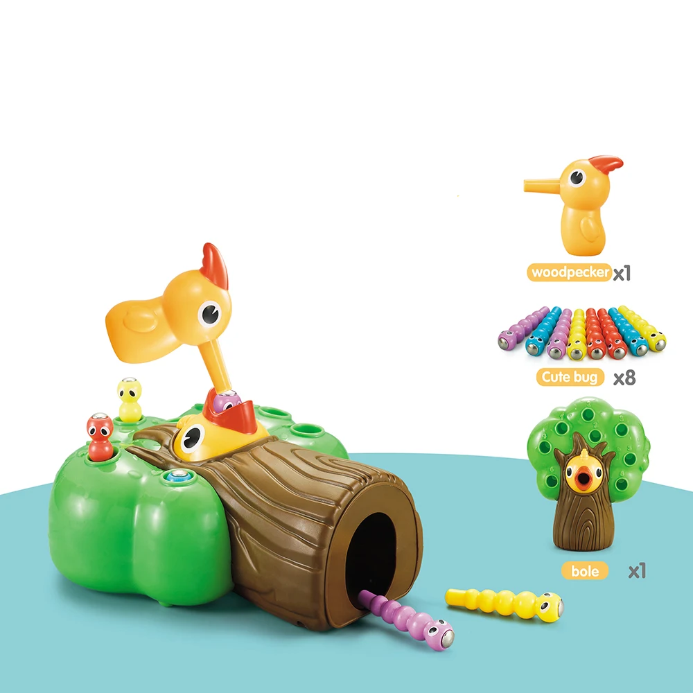 2022 Hot Selling Woodpecker Catch and Feed Game Magnetic Woodpecker Catching Worms Game Toy Set Hungry Woodpecker Toy for Kids