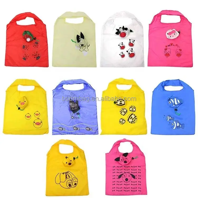 Polyester Reusable Animal Portable Eco Novelty Cow + Nemo Fish + Cat + Bee + Dog Shape Foldable Shopping Bag