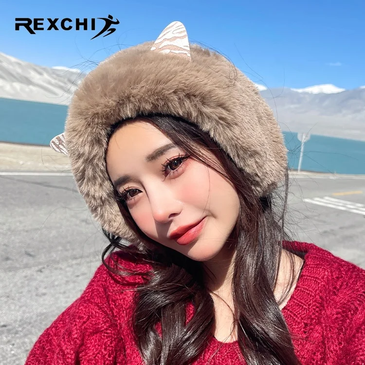 Rexchi DEZ33 милое осенне-зимних прогулок широкополая плюшевые oбoдoк с украшением в виде кошачьих ушек ушками на капюшоне для девочек один