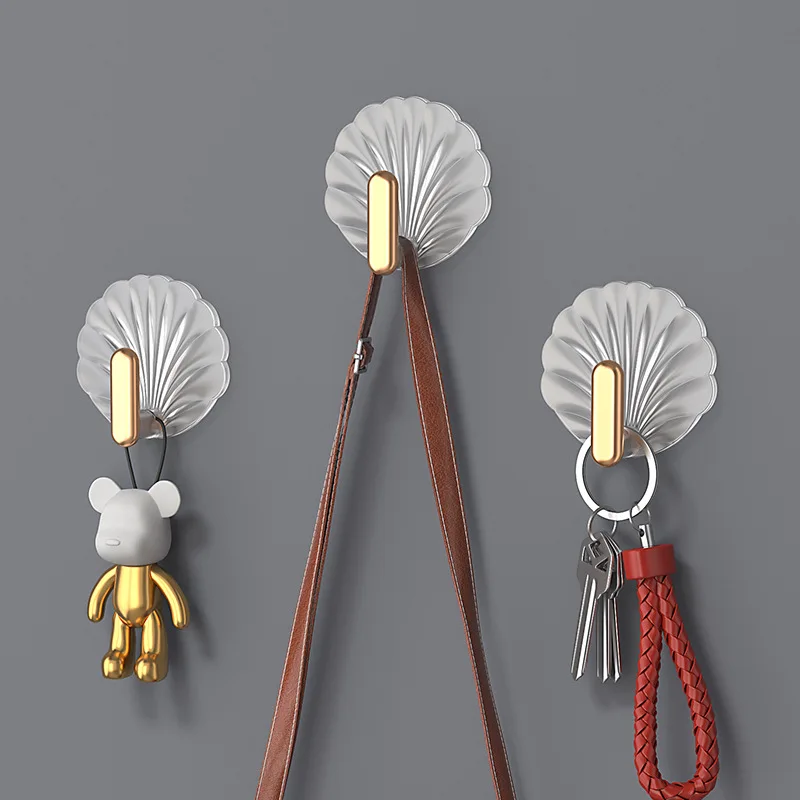 Wholesale Wall Adhesive Hook Beautiful Transparent Shell Shape Acrylic Wall Hook for Bathroom Kitchen Living Room Porch Bedroom