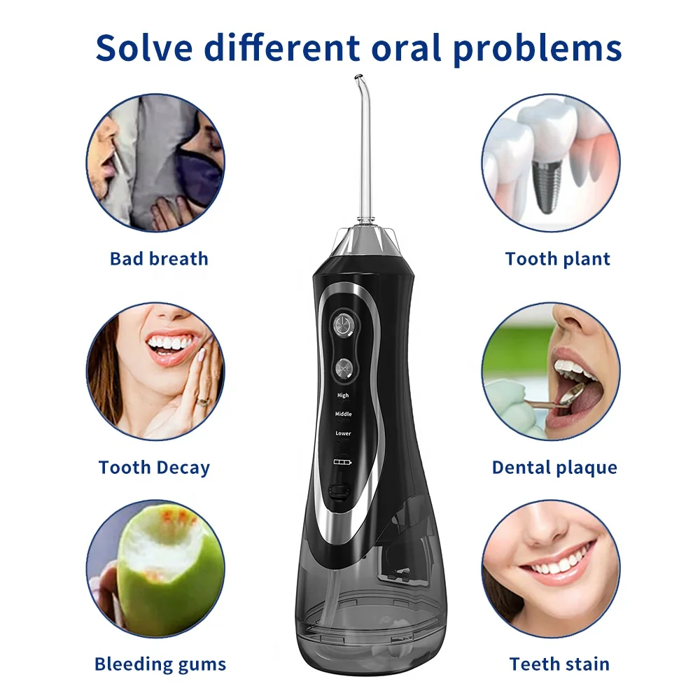 300ml Water Flosser Set for Travel Cordless Electric Irrigator Water Pick Flosser Dental Teeth Cleaner Waterpick