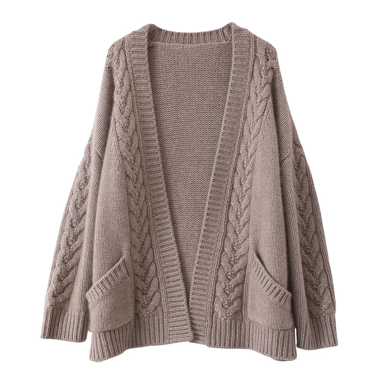 OEM Women Winter Pure Cashmere Knit  Sweater Heavier Fashion Latest Cardigans Coat