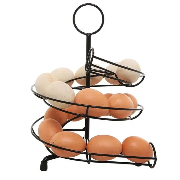Kitchen 3 Tiers Metal Wire Egg Holder Stand with Storage Basket